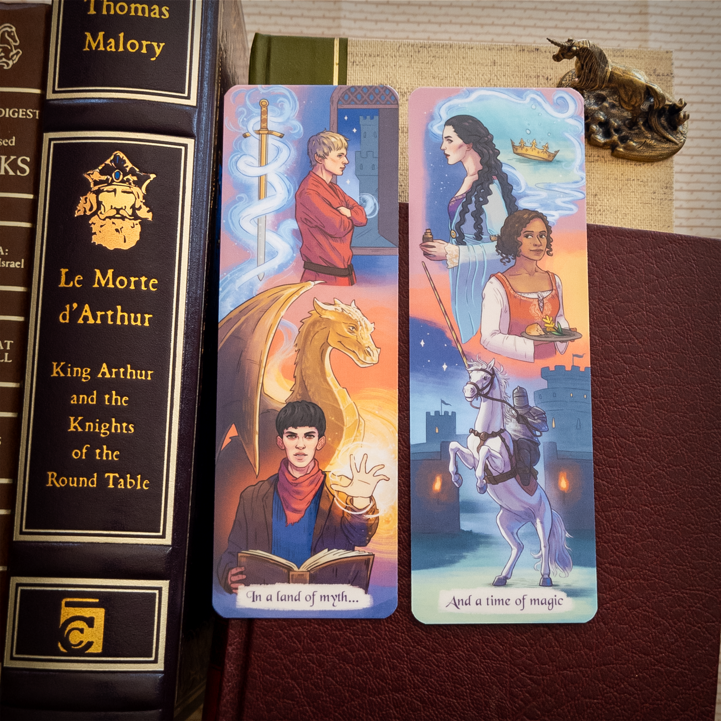 Merlin, double-sided bookmark design