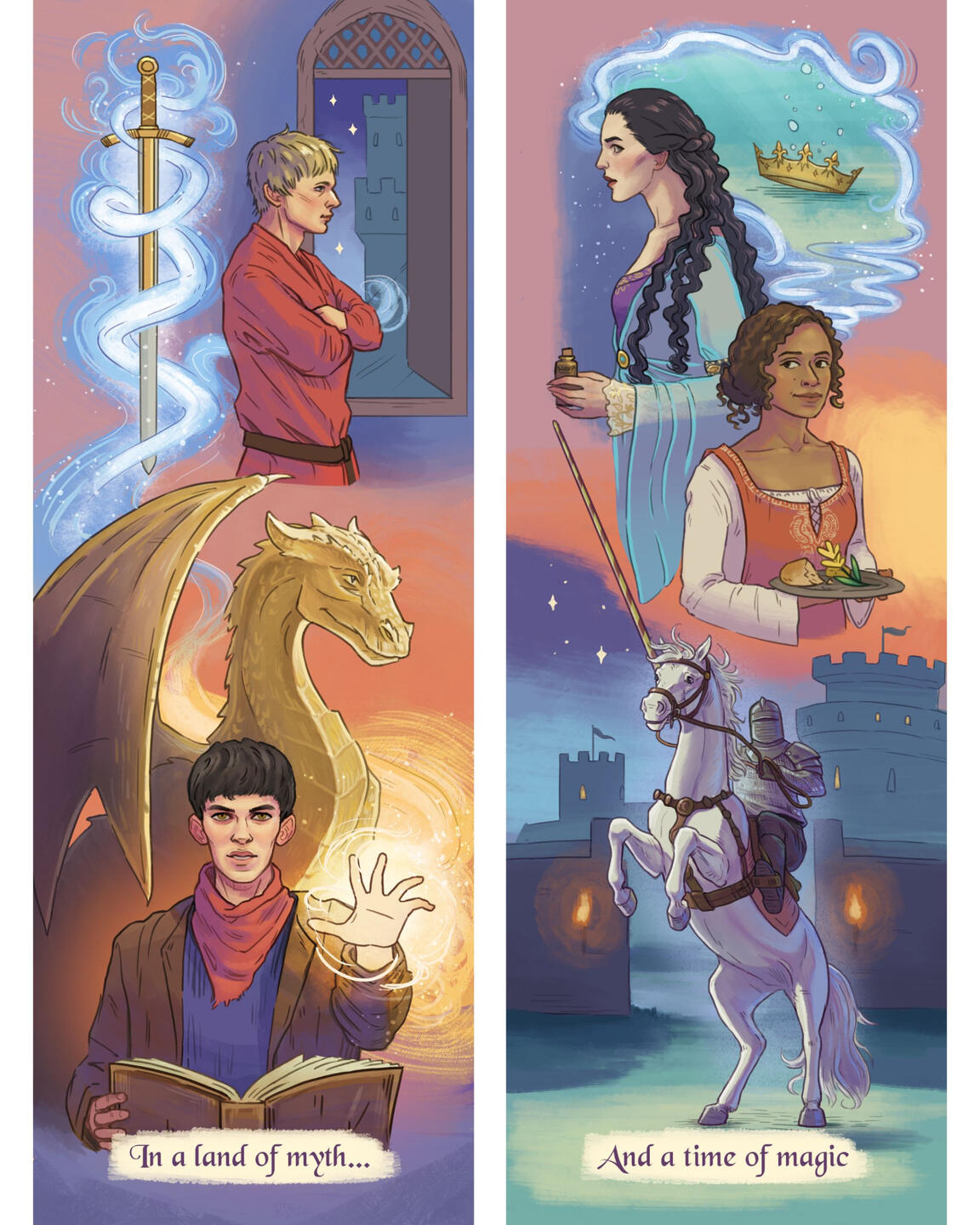 Merlin, double-sided bookmark design