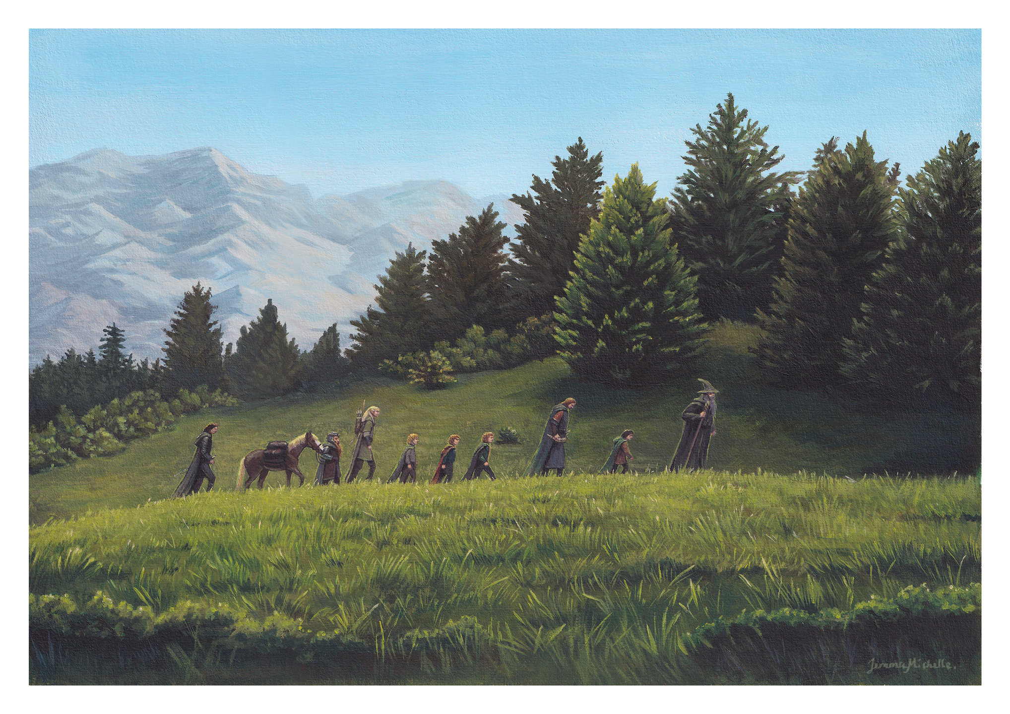 Wandering across Middle Earth. Acrylic painting on paper, A3 size.