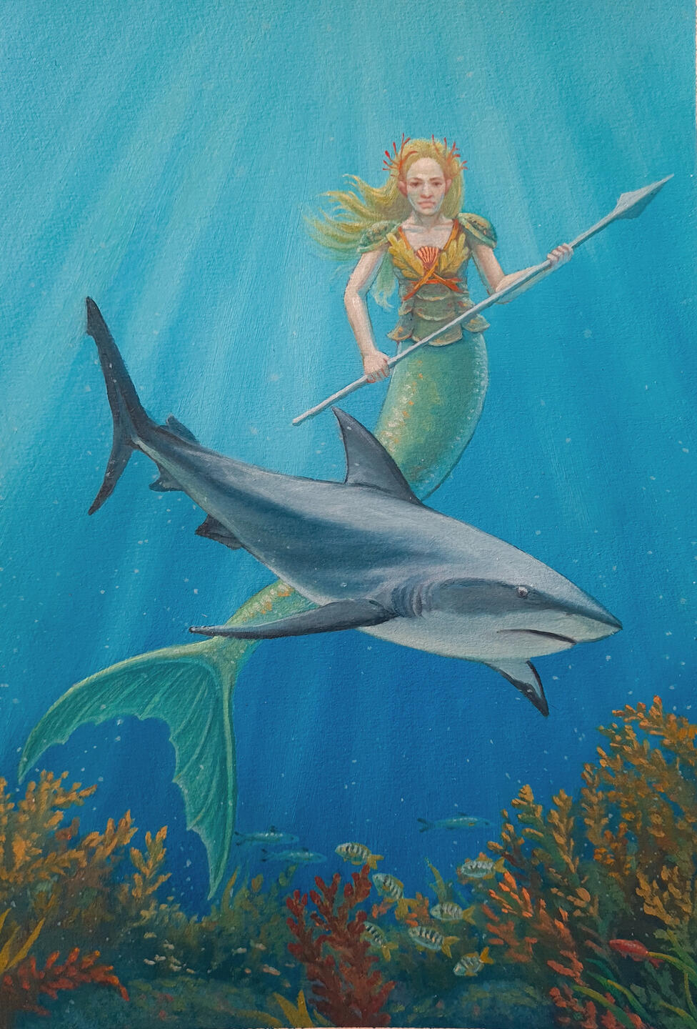 Mermaid Guard, Oil Painting