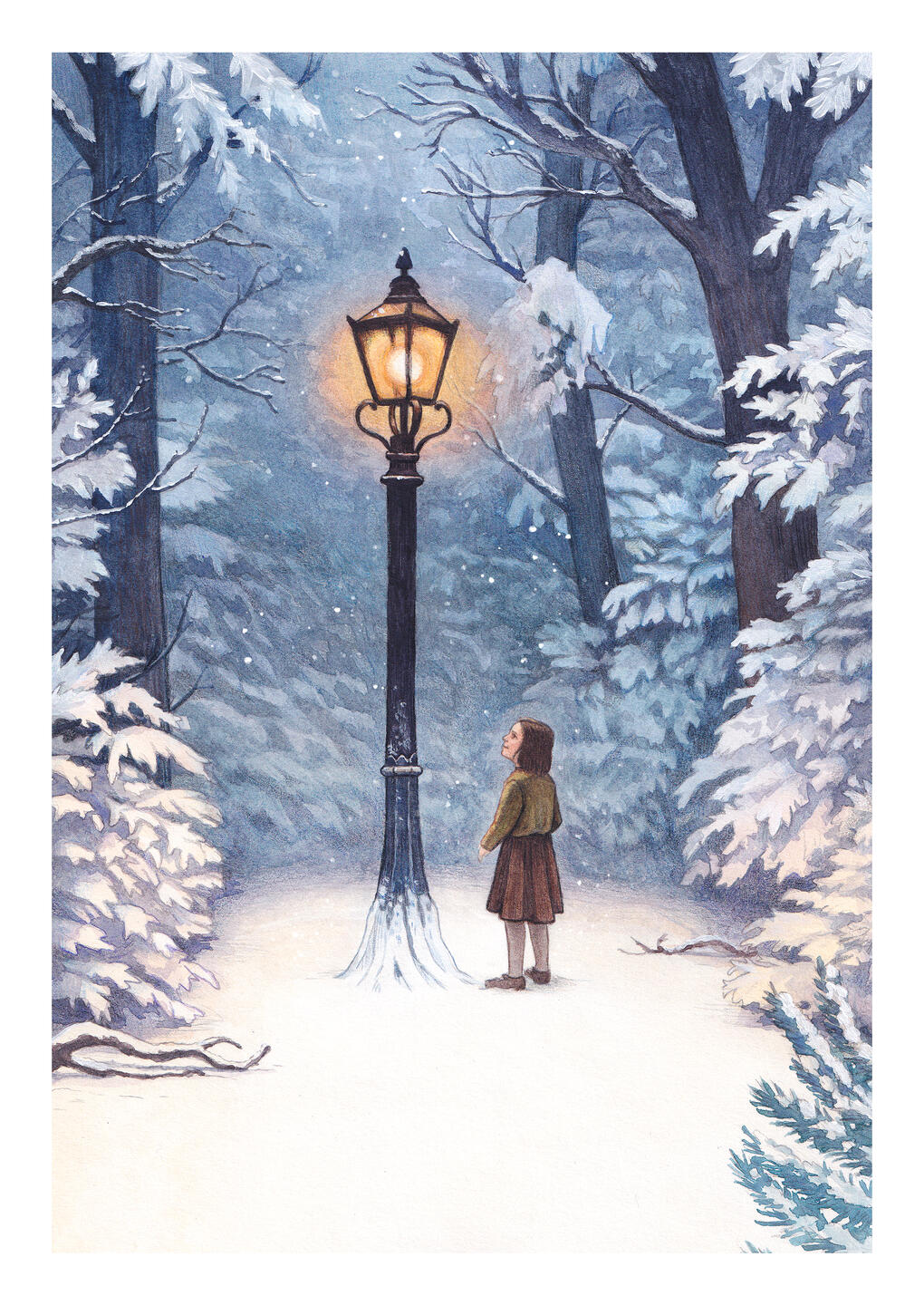 Narnia lamp post. Watercolour painting, A4 size.